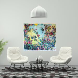 Julie Tugwell Art <br> Conference of the Flowers <br> Acrylic on Unstretched Canvas <br> 1300 mm x 1100 mm