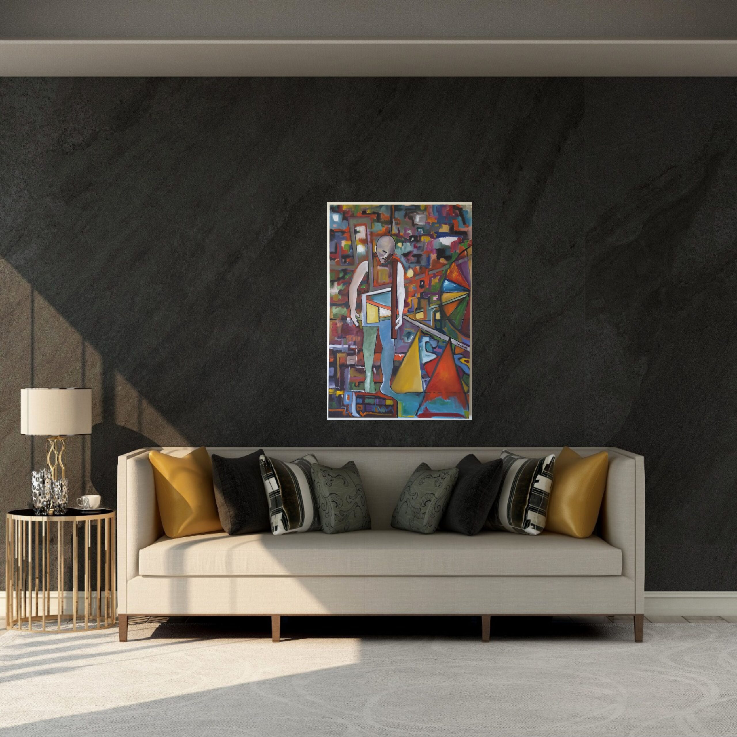 Julie Tugwell Art <br>Inside Out Man<br>Oil on Stretched Canvas<br>900 mm x 600 mm