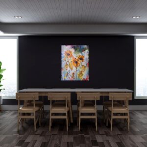 SOLD Julie Tugwell Art <br> Rage Rage Against the Dying Sunflower <br> Oil on Stretched Canvas <br> 760 mm 1010 mm