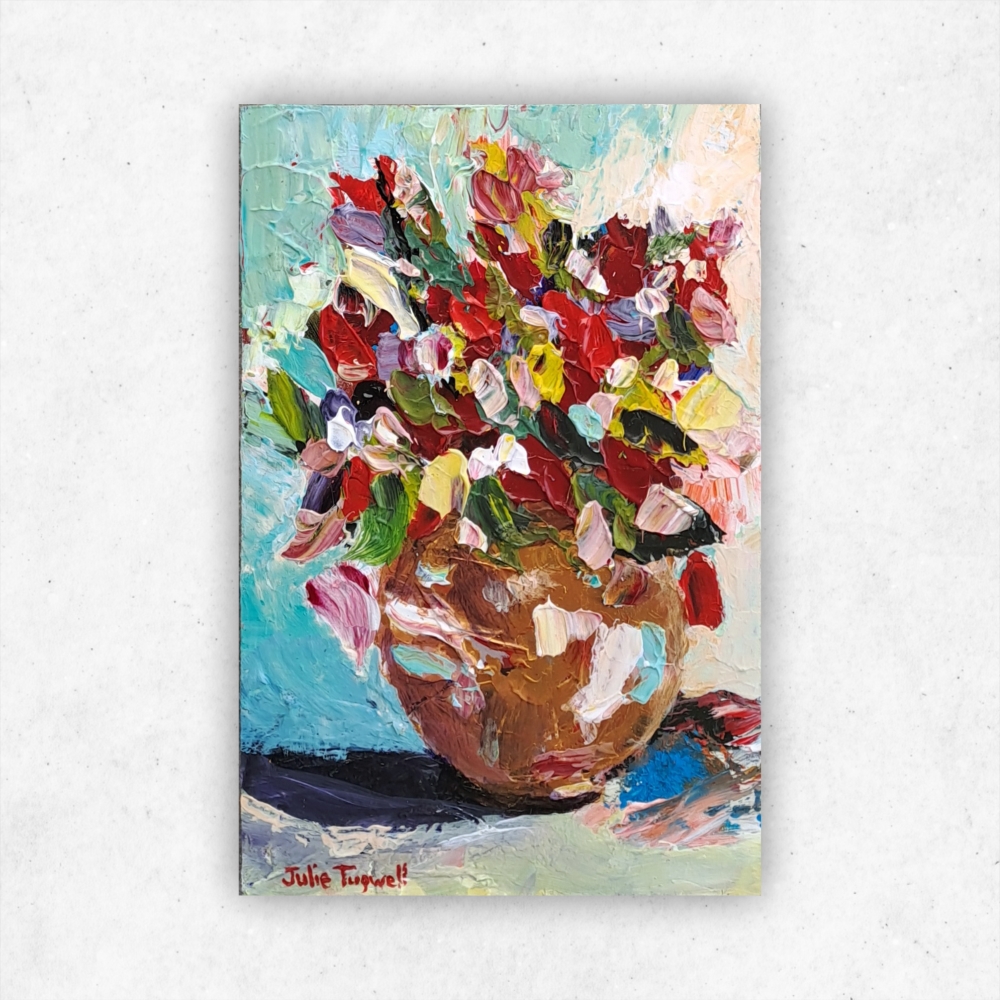 Julie Tugwell Art <br>Palette Petals 2 <br> Acrylic on Board<br> 100 mm x 150 mm - Image 3