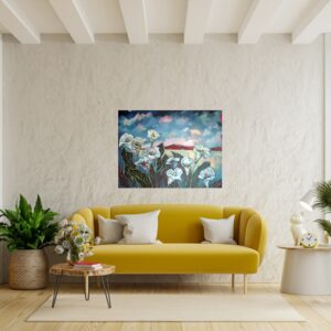 Julie Tugwell Art <br> Where the Mountains Meet the Lilies <br> Acrylic on Stretched Canvas <br> 1020 mm x 760 mm