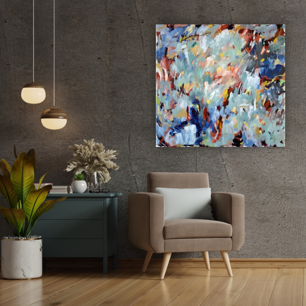 Julie Tugwell Art <br> Inflamed Interactions <br> Acrylic on Stretched Canvas <br> 1280 mm x 1340 mm