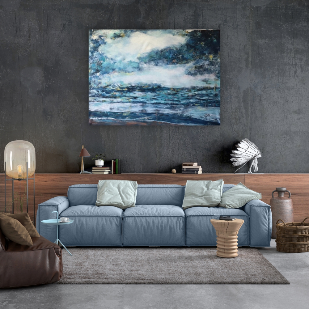 Julie Tugwell Art <br> Abstract Sea <br> Acrylic on Unstretched Canvas <br> 980 mm x 1350 mm