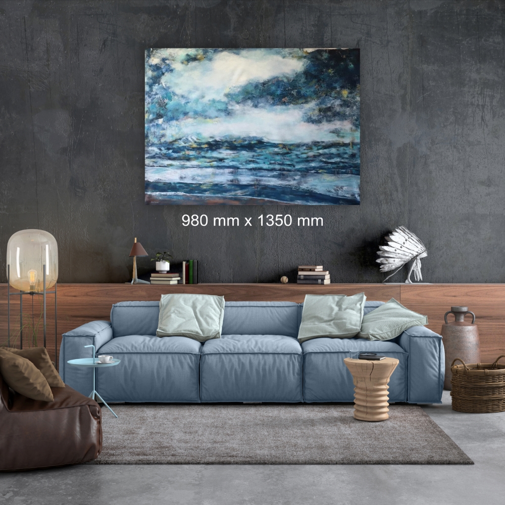 Julie Tugwell Art <br> Abstract Sea <br> Acrylic on Unstretched Canvas <br> 980 mm x 1350 mm - Image 2