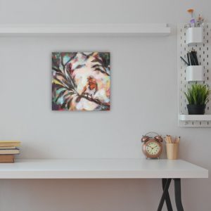 Julie Tugwell Art <br> Robin <br> Acrylic with Textured Mediums on Stretched Canvas <br> 400 mm x 400 mm