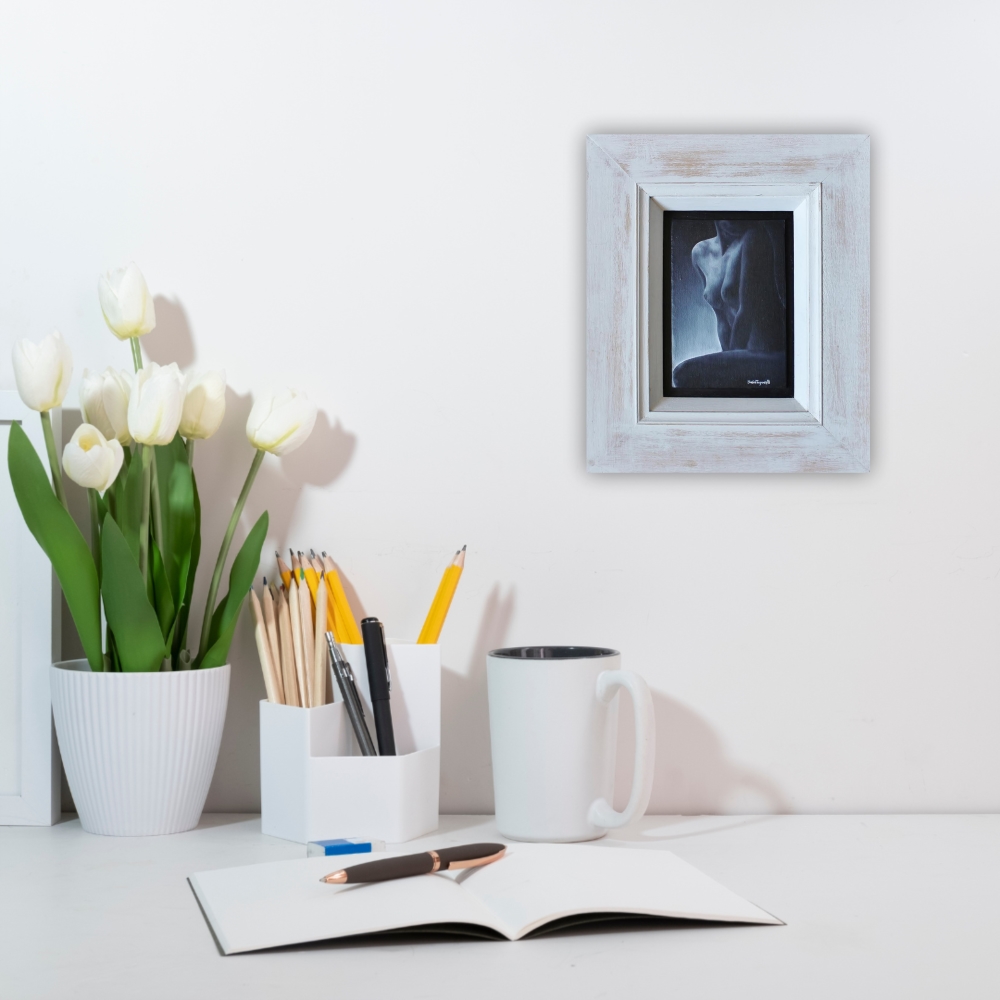 Julie Tugwell Art <br> Nude 3 <br> Oil on Board - Framed <br> 100 mm x 150 mm