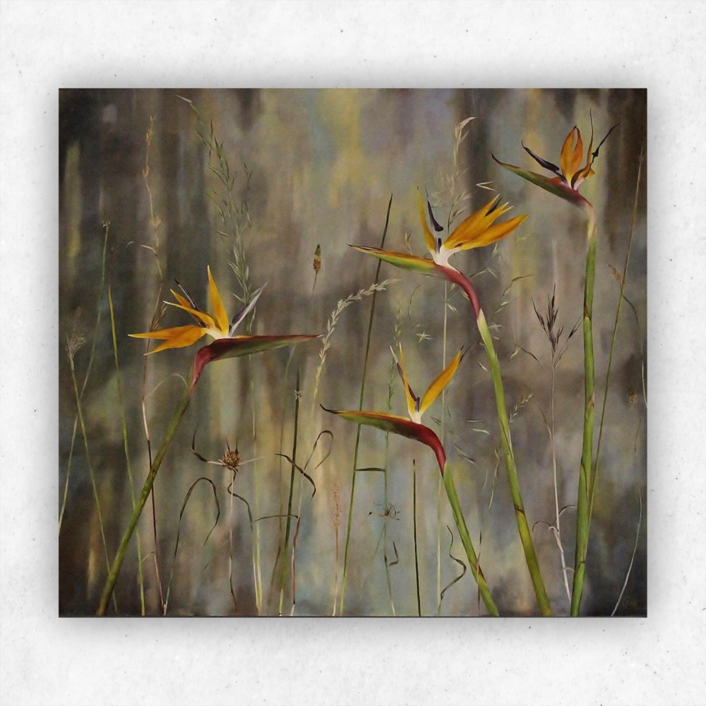 Julie Tugwell Art <br> Dancing Strelitzias <br> Oil on Board - Framed <br> 830 mm x 930 mm - Image 3