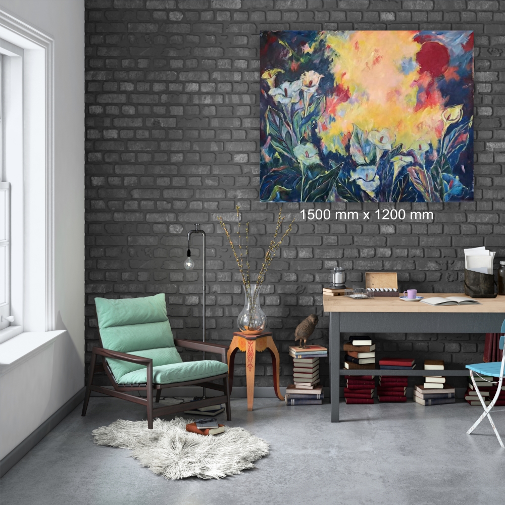 Julie Tugwell Art <br>Put Your Lips to the Lilies and Live Your Life<br>Acrylic on Unstretched Canvas <br>1500 mm x 1200 mm - Image 2