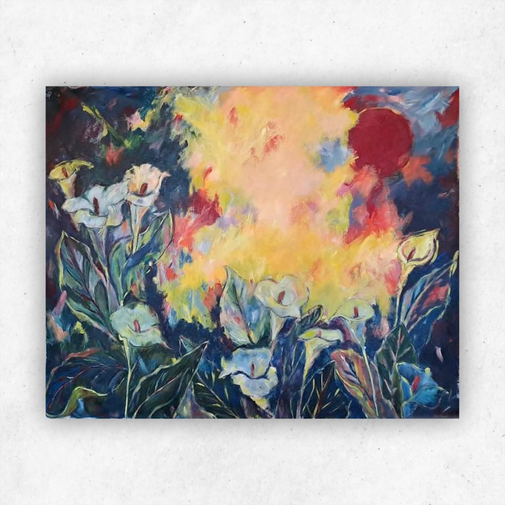 Julie Tugwell Art <br>Put Your Lips to the Lilies and Live Your Life<br>Acrylic on Unstretched Canvas <br>1500 mm x 1200 mm - Image 3