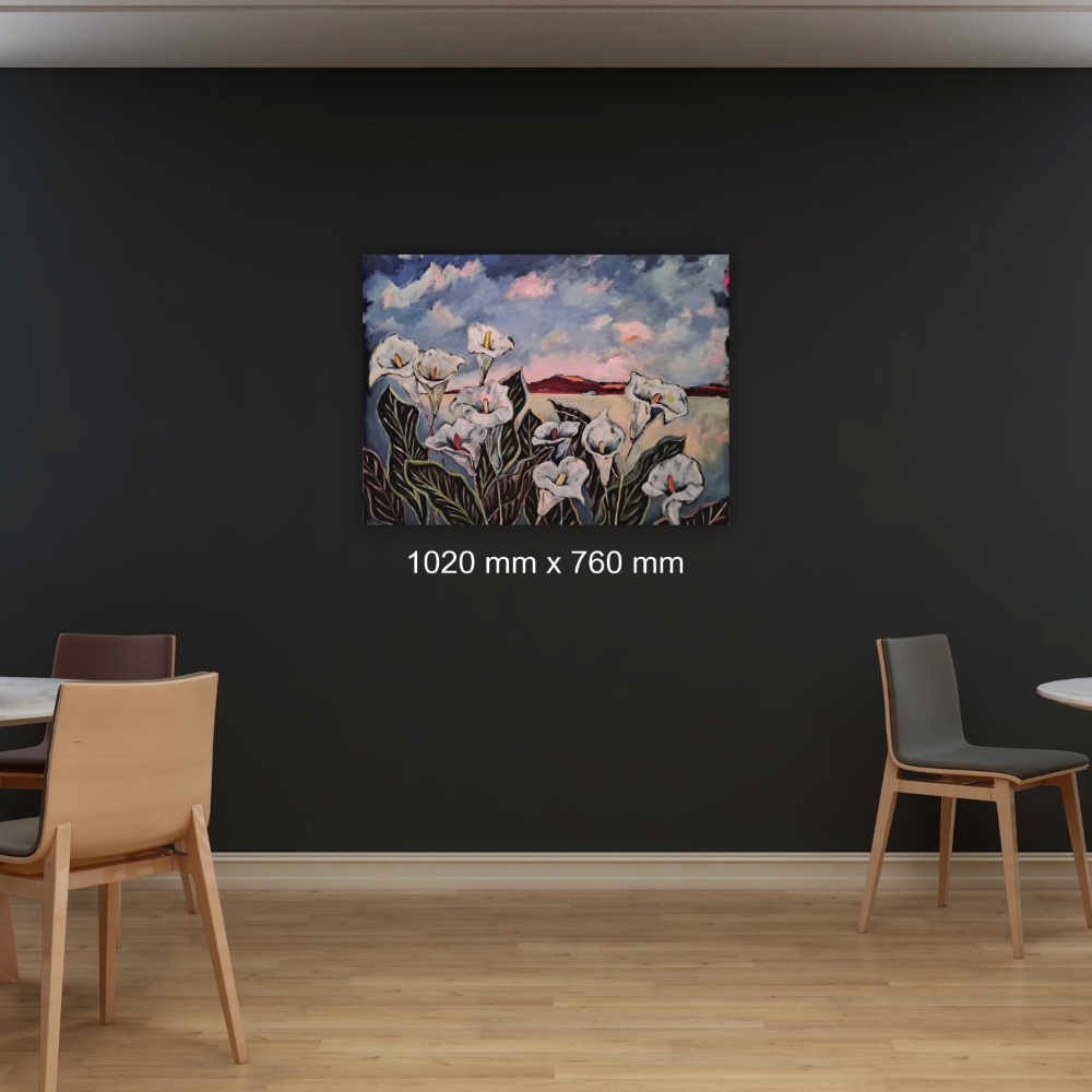 Julie Tugwell Art <br> Where the Mountains Meet the Lilies <br> Acrylic on Stretched Canvas <br> 1020 mm x 760 mm - Image 2