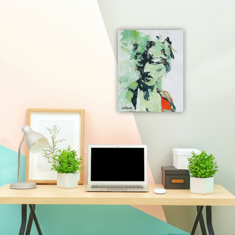 Julie Tugwell Art <br>Portrait of Emotions 3<br>Acrylic on Unstretched Canvas<br> 230 mm x 370 mm