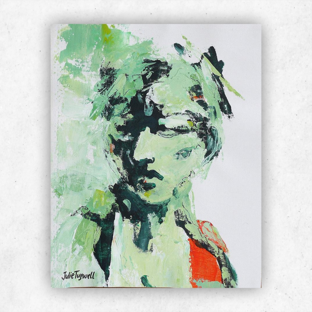 Julie Tugwell Art <br>Portrait of Emotions 3<br>Acrylic on Unstretched Canvas<br> 230 mm x 370 mm - Image 3