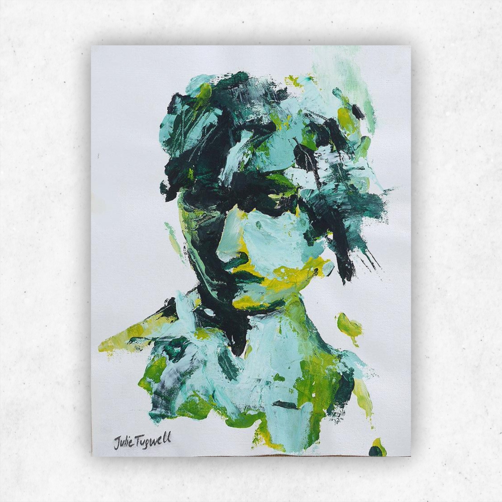 Julie Tugwell Art <br> Portrait of Emotions 6<br> Acrylic on Unstretched Canvas<br> 230 mm x 360 mm - Image 3