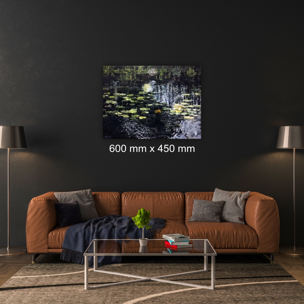 Julie Tugwell Art <br>Pezula Lily Pond 4<br>Oil on Stretched Canvas<br>600 mm x 450 mm - Image 2