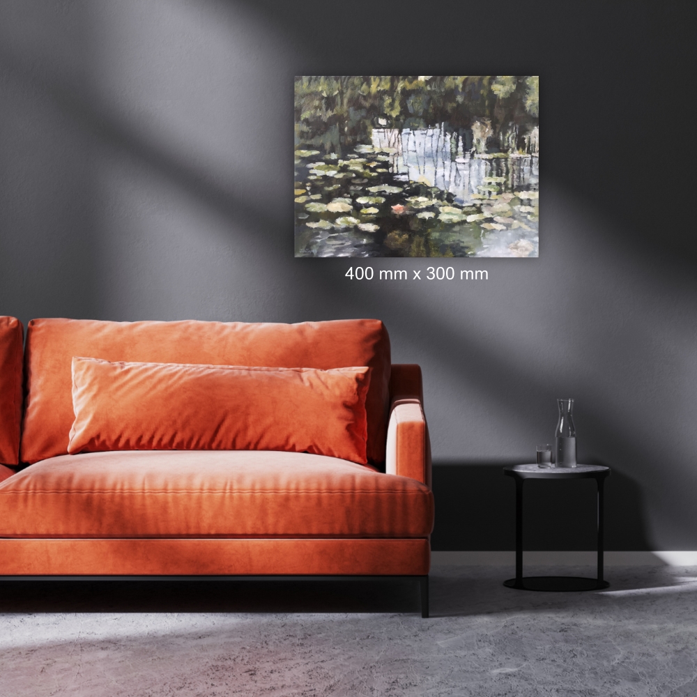 Julie Tugwell Art <br>Pezula Lily Pond 5<br>Oil on Stretched Canvas<br>400 mm x 300 mm - Image 2