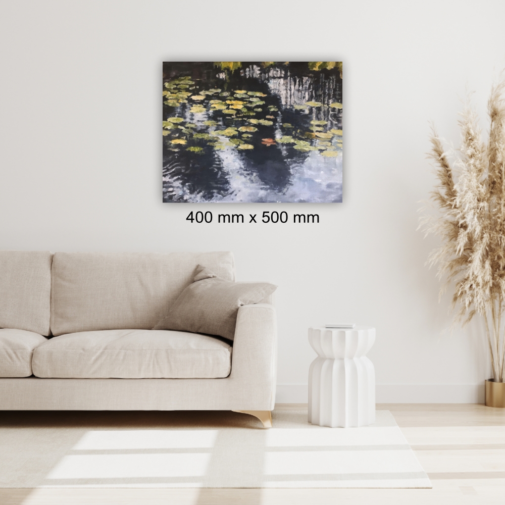 Julie Tugwell Art <br>Pezula Lily Pond 8<br>Oil on Stretched Canvas<br>400 mm x 500 mm - Image 2