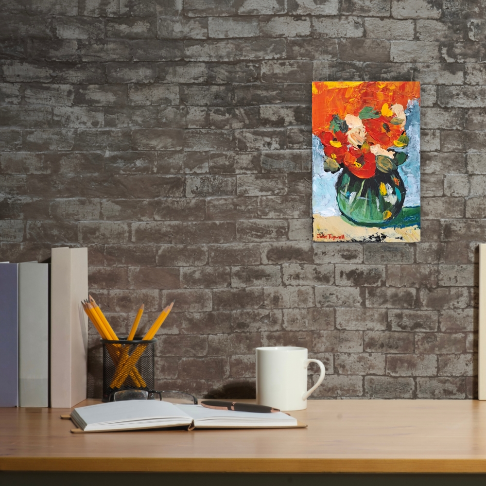 Julie Tugwell Art <br> Palette Petals 5 <br> Acrylic on Board <br> 100 mm x 150 mm