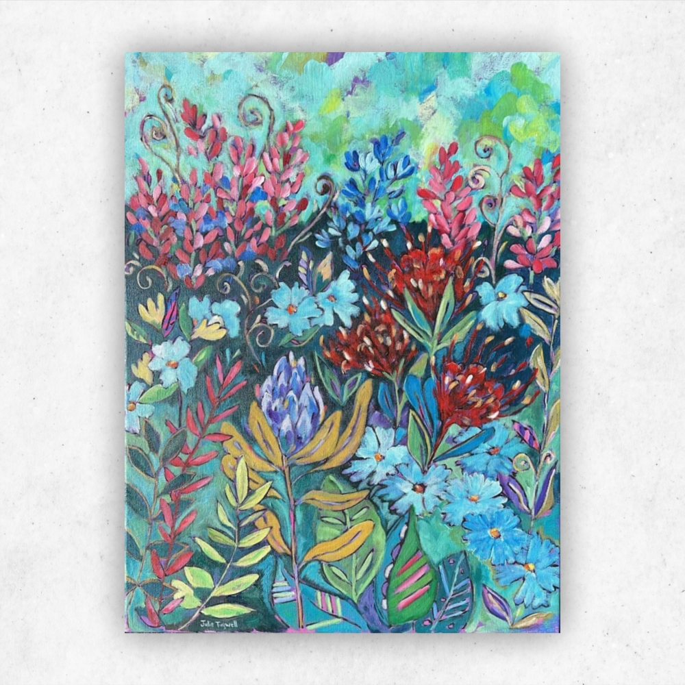 Julie Tugwell Art <br> Fynbos Flowers <br> Acrylic on Stretched Canvas <br> 600 mm x 450 mm - Image 2